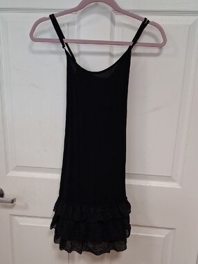 Black Ruffle Hem Slip Dress